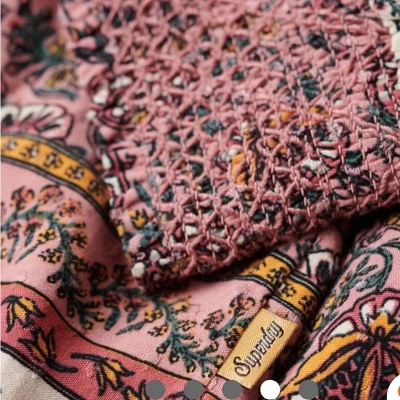 NWOT Superdry Smocked Long Sleeve Peasant Top Size 4 Mixed Print - Picture 5 of 9